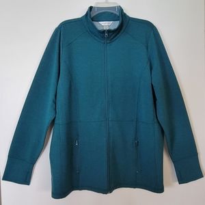 NWOT XL Cozy Zip-Up Sweatshirt Jacket Christopher & Banks Teal Blue Green